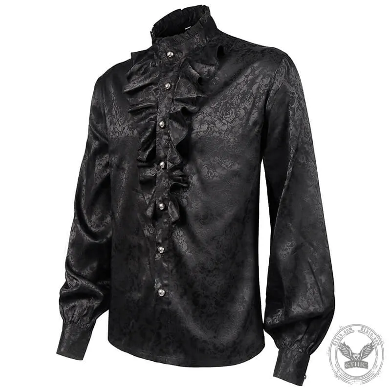 Black Medieval Jacquard Polyester Men’s Shirt