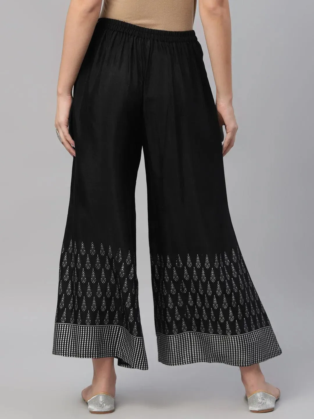 Black Printed Polyester Palazzos