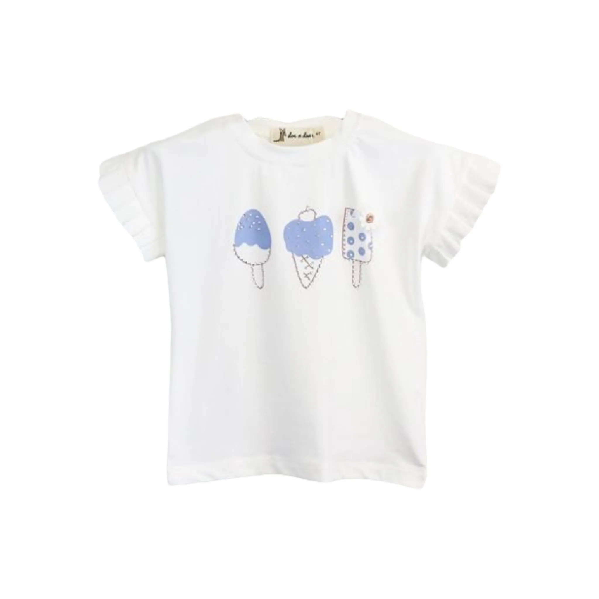 Blue Ruffle Sleeves 3 Ice Cream Tee