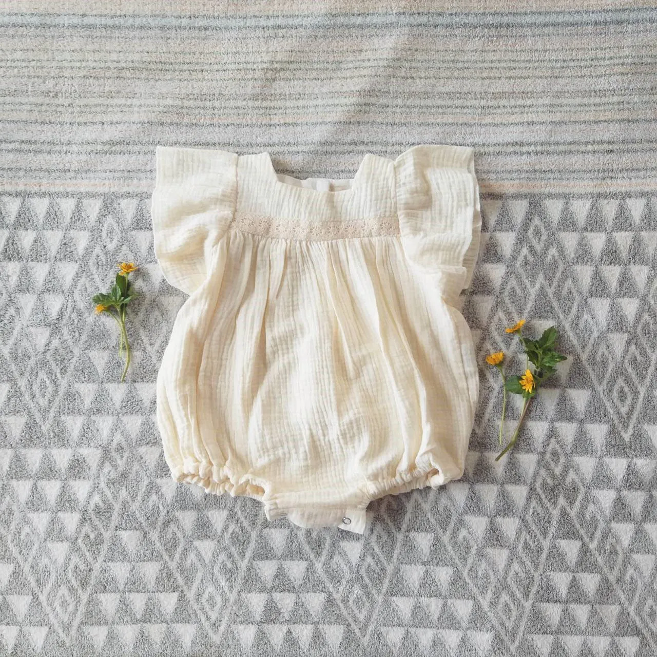 BOHO Gauze Flutter Sleeve Romper