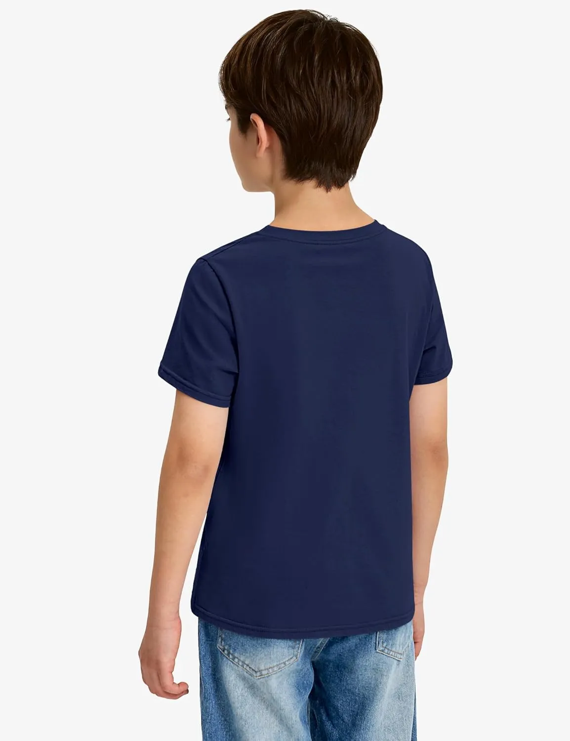 BOOPH 4 Pack Boys Shirts Kids Tshirts Toddler Short Sleeve T-Shirts Basic Crew Neck Tops Cotton Summer Uniform Clothes