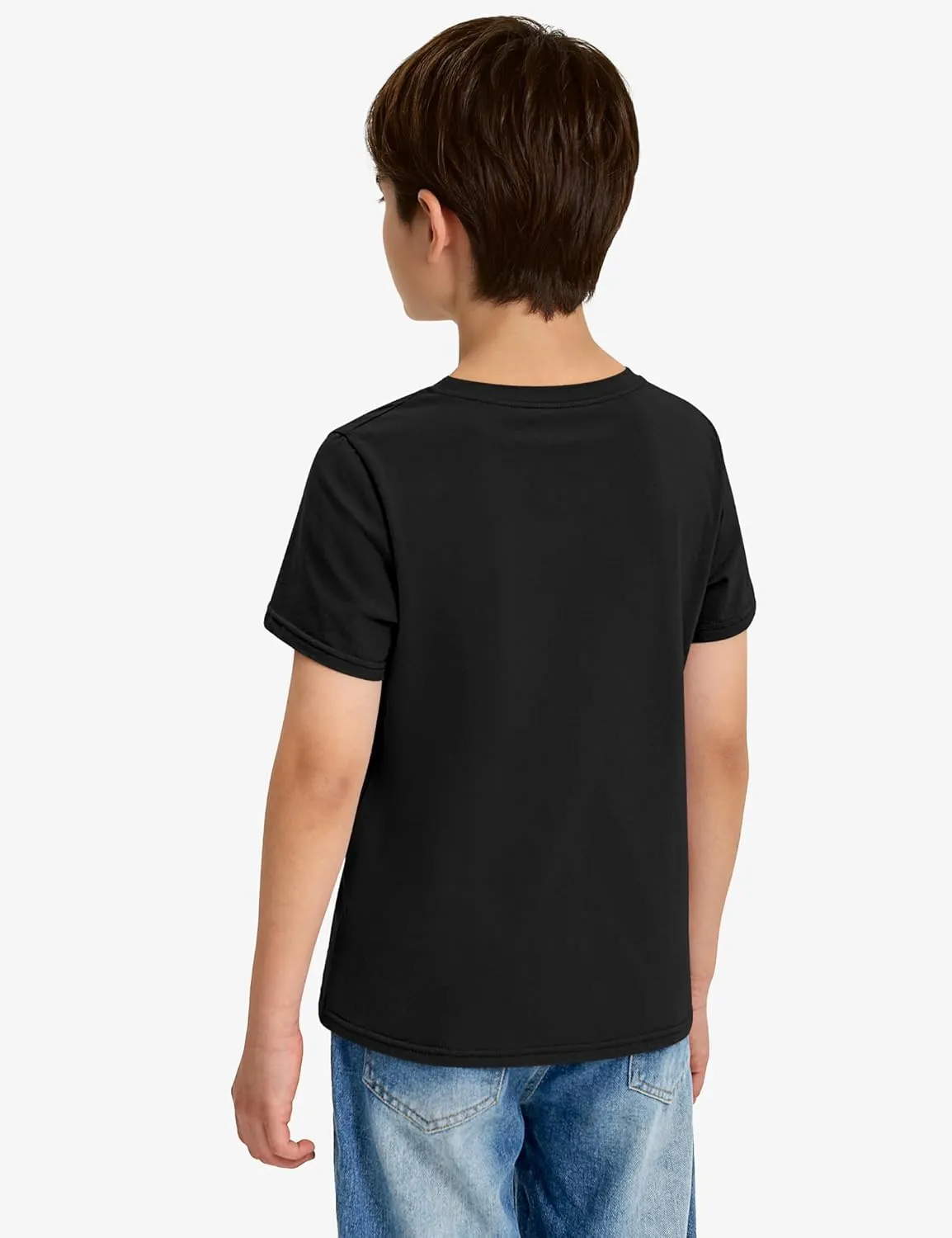 BOOPH 4 Pack Boys Shirts Kids Tshirts Toddler Short Sleeve T-Shirts Basic Crew Neck Tops Cotton Summer Uniform Clothes