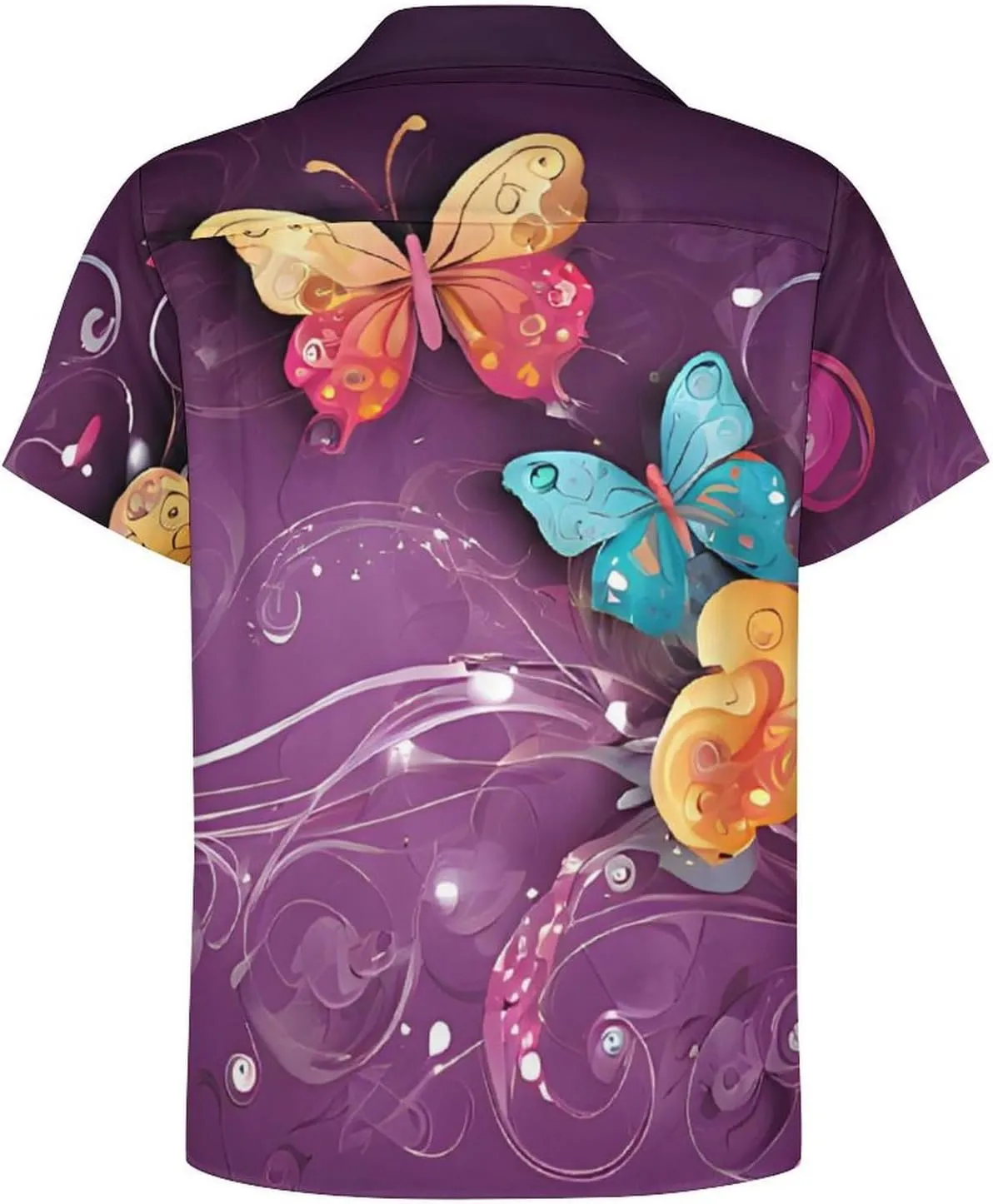 Butterflies Print Cuban Collar Shirt Classic Design for Comfort and Style