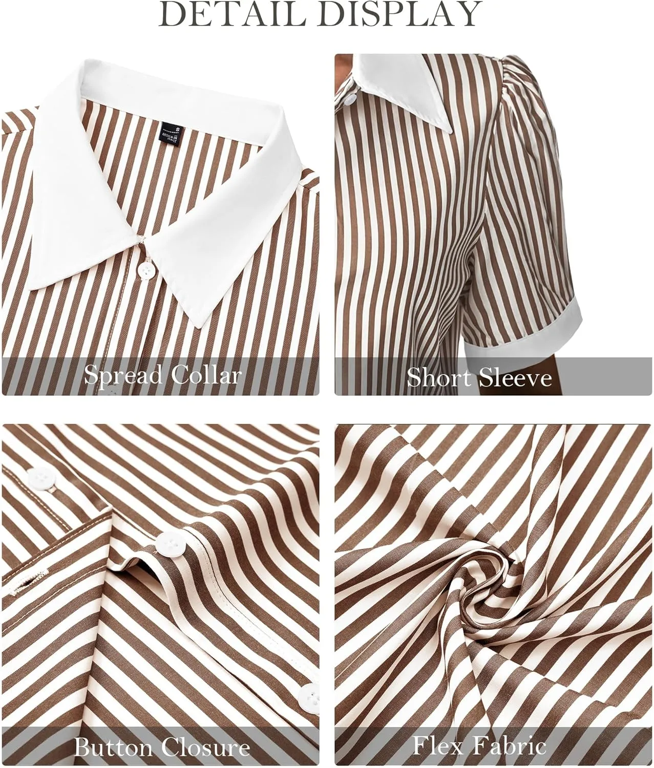 Button Down Shirts for Women Puff Short Sleeve Button Up Dress Shirts Collared Fitted Blouse Work Business Top