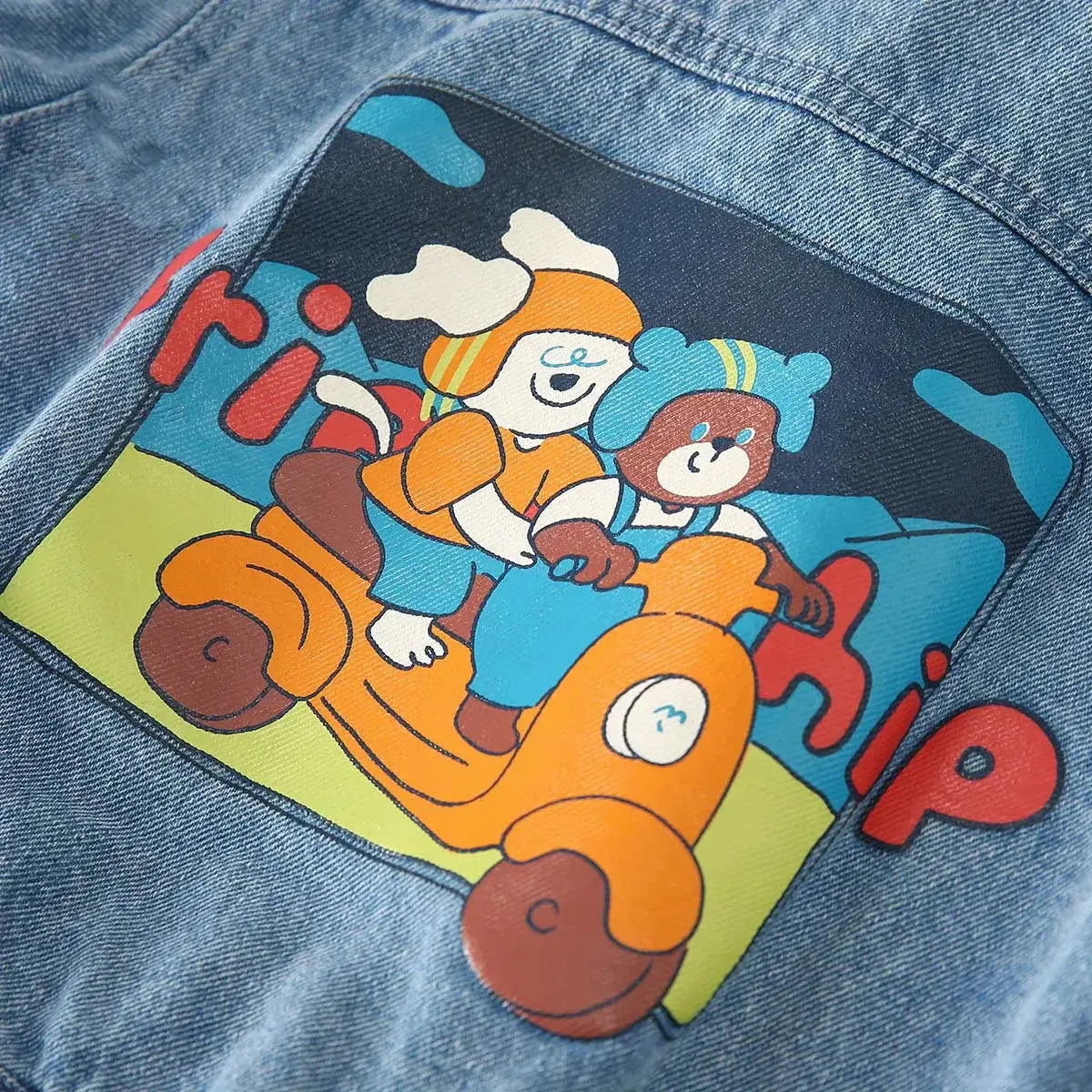 Cartoon Print Denim Jacket