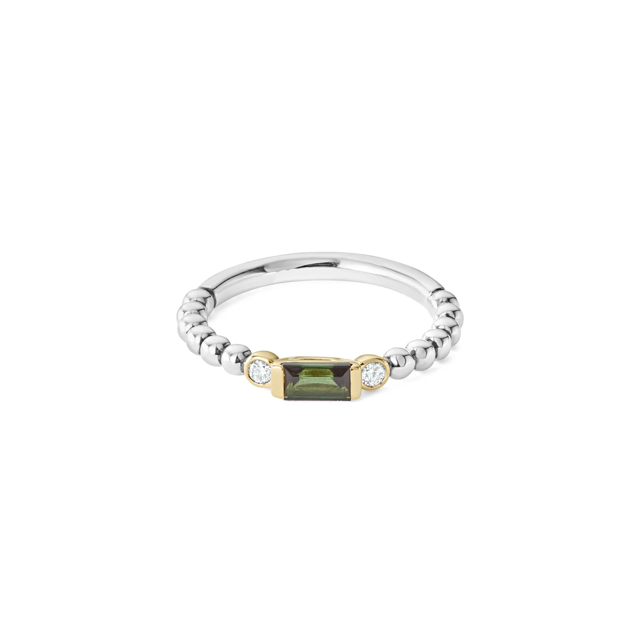 Caviar Color Green Tourmaline Stacking Ring with Diamonds