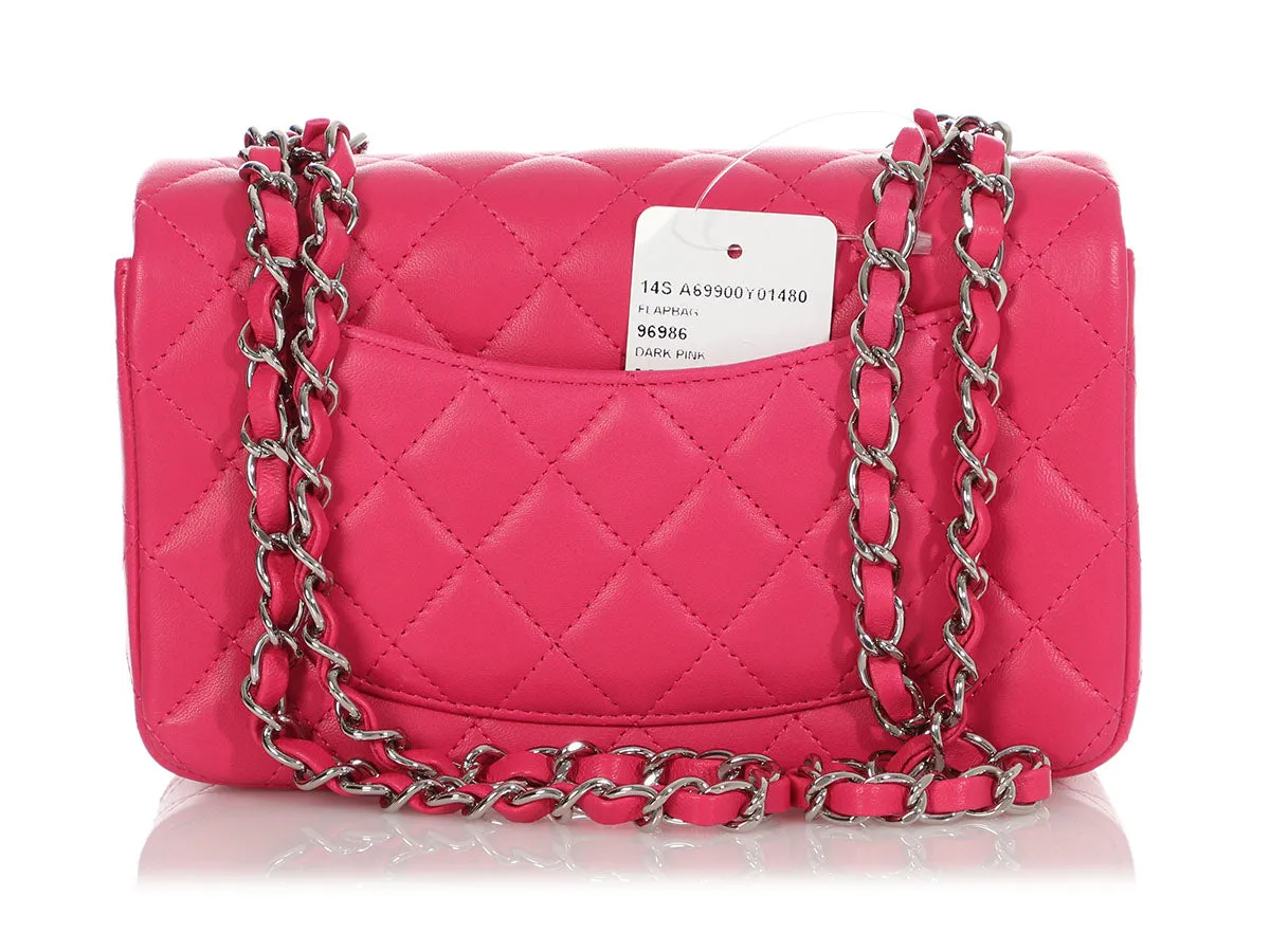 Chanel Mini Dark Pink Quilted Lambskin Rectangular Classic