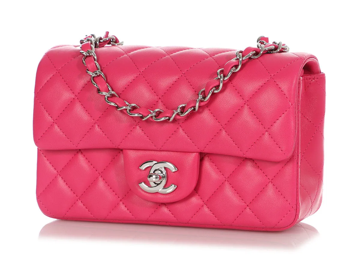 Chanel Mini Dark Pink Quilted Lambskin Rectangular Classic