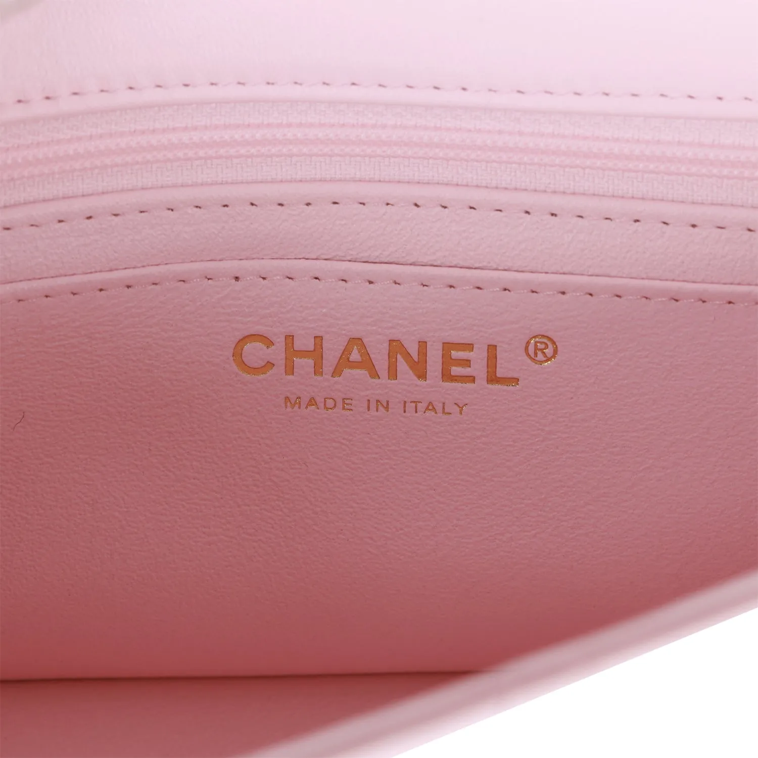Chanel Mini Rectangular Flap Bag with Top Handle Light Pink Lambskin Light Gold Hardware
