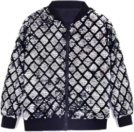 Cilucu Kids Jackets Girls Boys Plaid Sequin Zipper Coat Jacket for Toddler Girls Birthday Outerwear Clothes