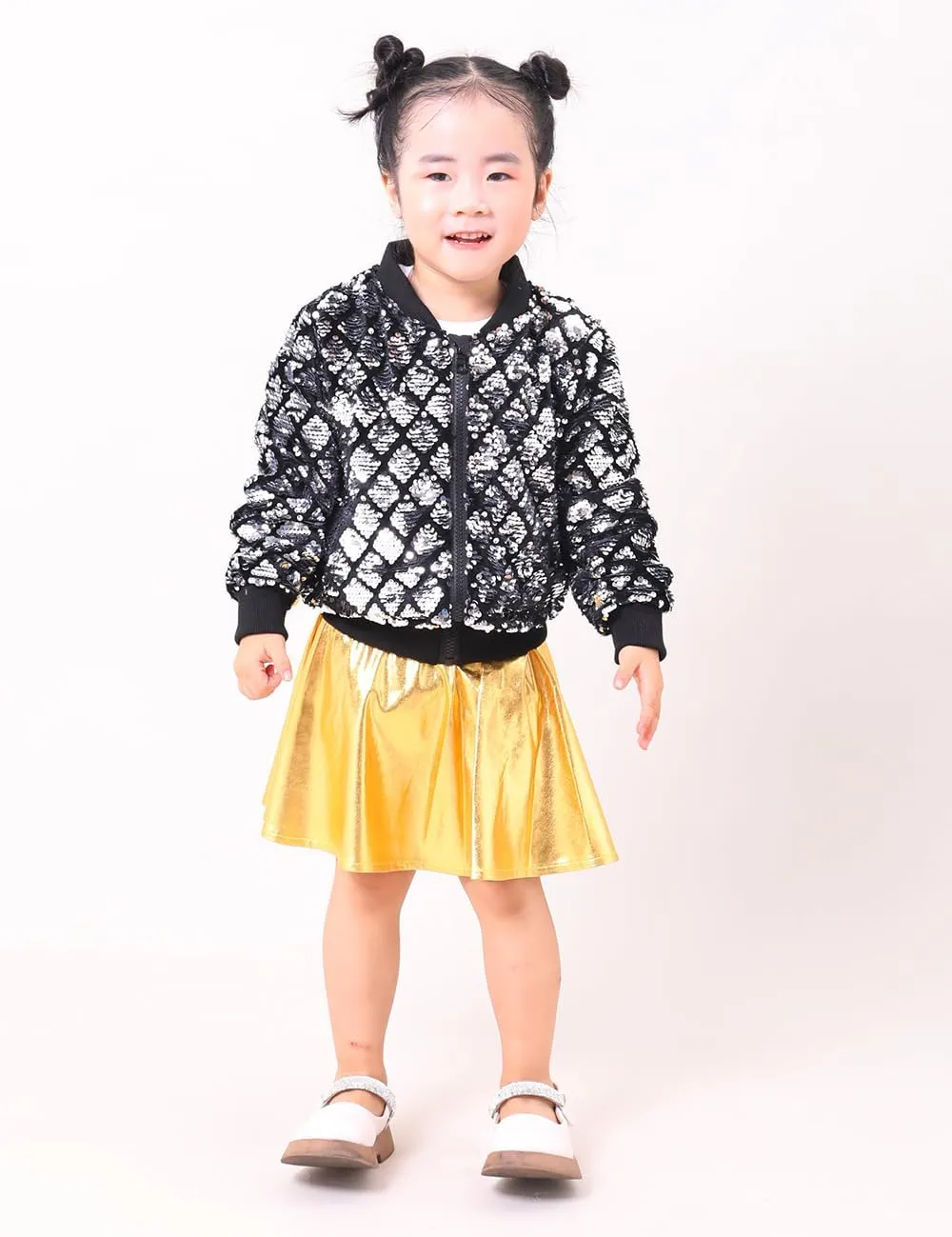Cilucu Kids Jackets Girls Boys Plaid Sequin Zipper Coat Jacket for Toddler Girls Birthday Outerwear Clothes