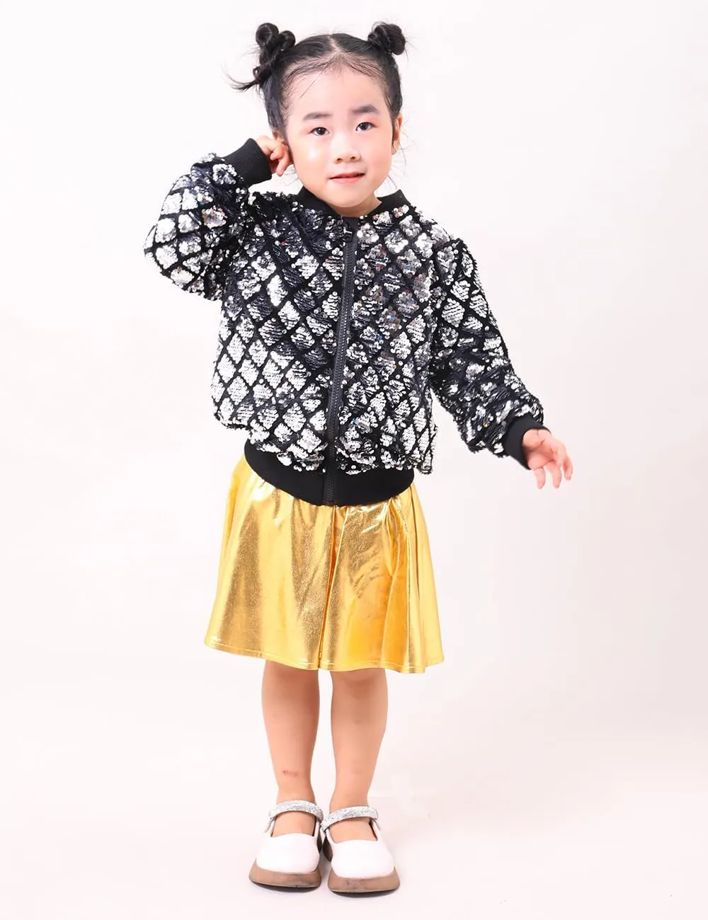 Cilucu Kids Jackets Girls Boys Plaid Sequin Zipper Coat Jacket for Toddler Girls Birthday Outerwear Clothes