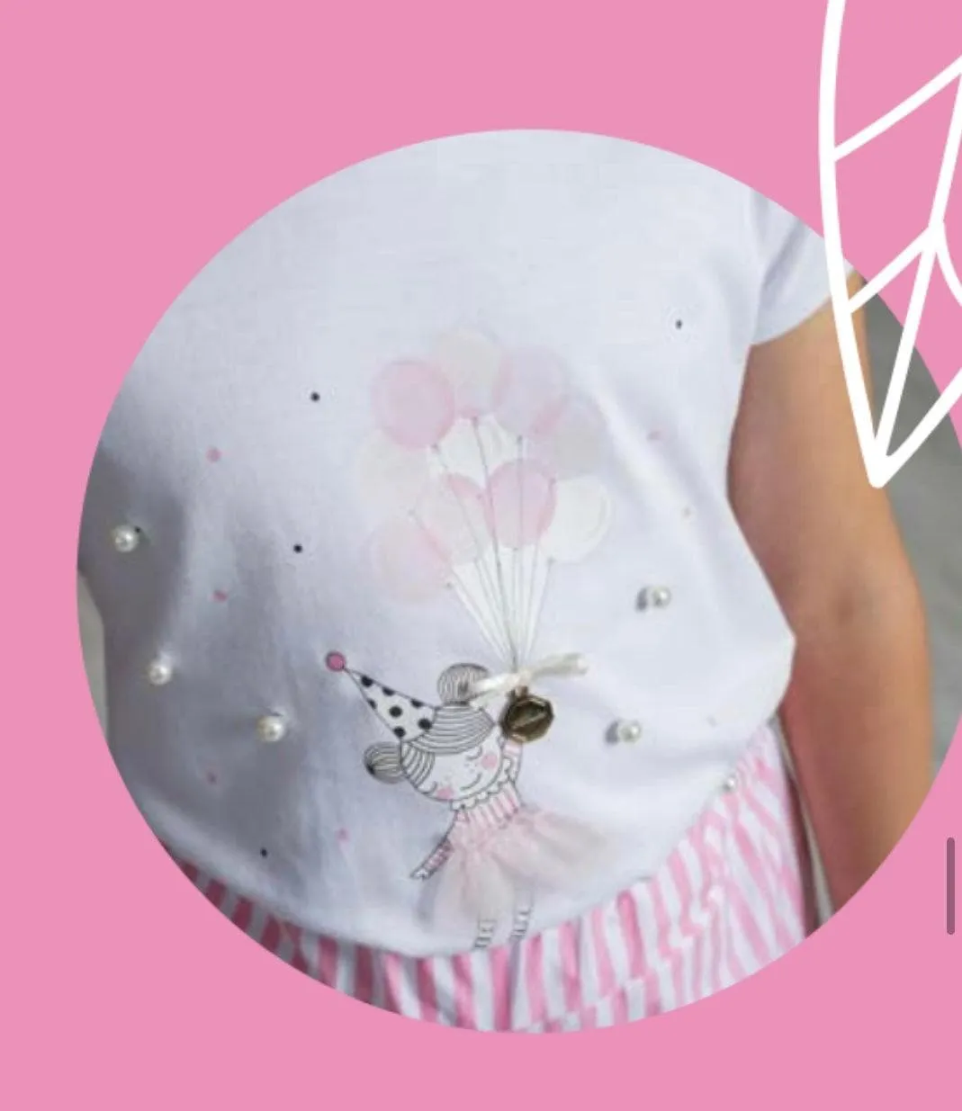 CLEARANCE DEAL - Alhuka Summer - Florencia Pink & White Stripe Shorts & T-Shirt Set