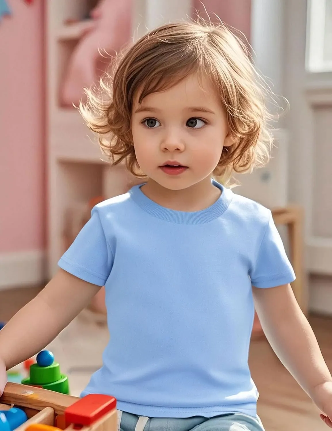 COSLAND Boys' 100% Cotton Heavyweight Short Sleeve Crewneck T Shirt