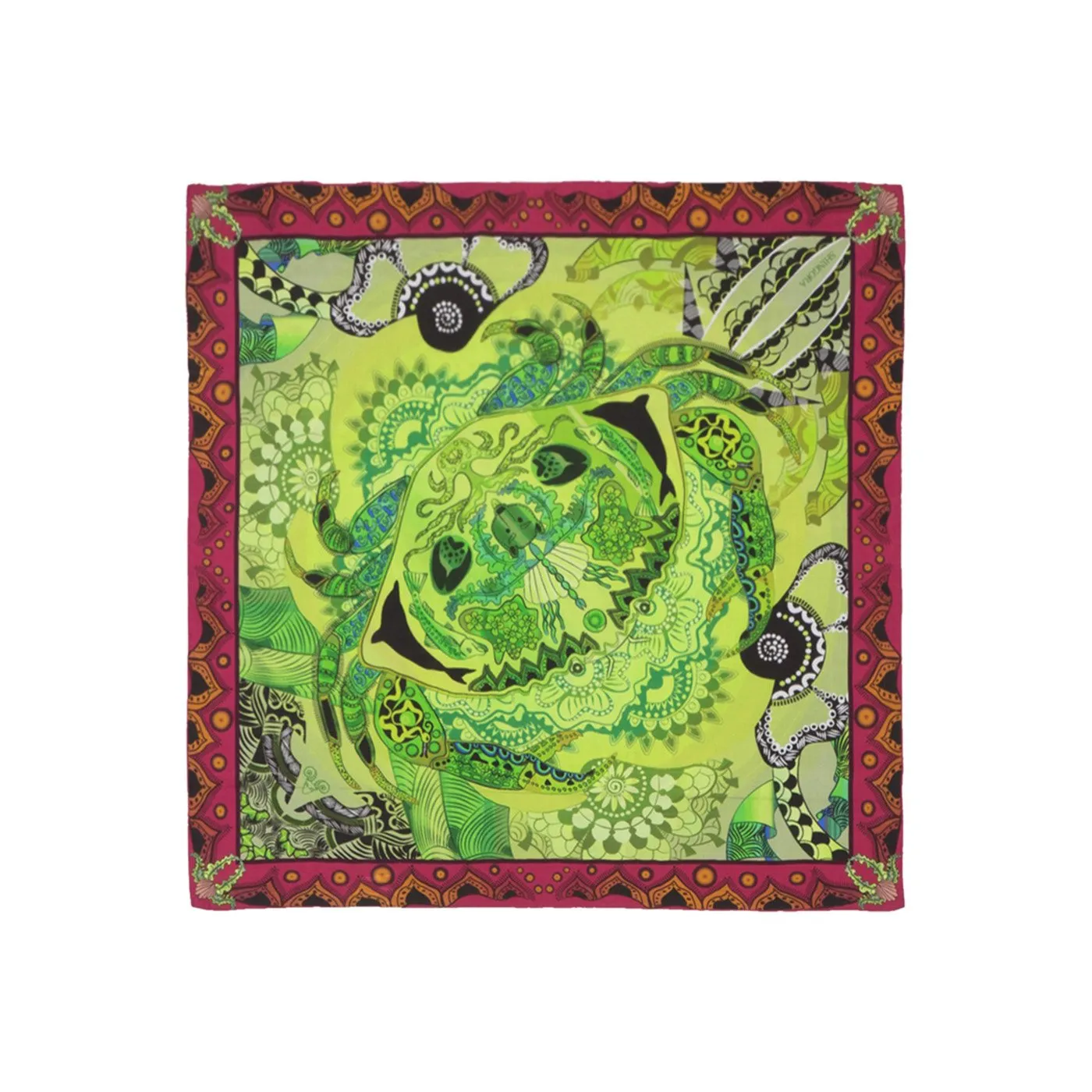 Crab Printed Silk Pocket Square