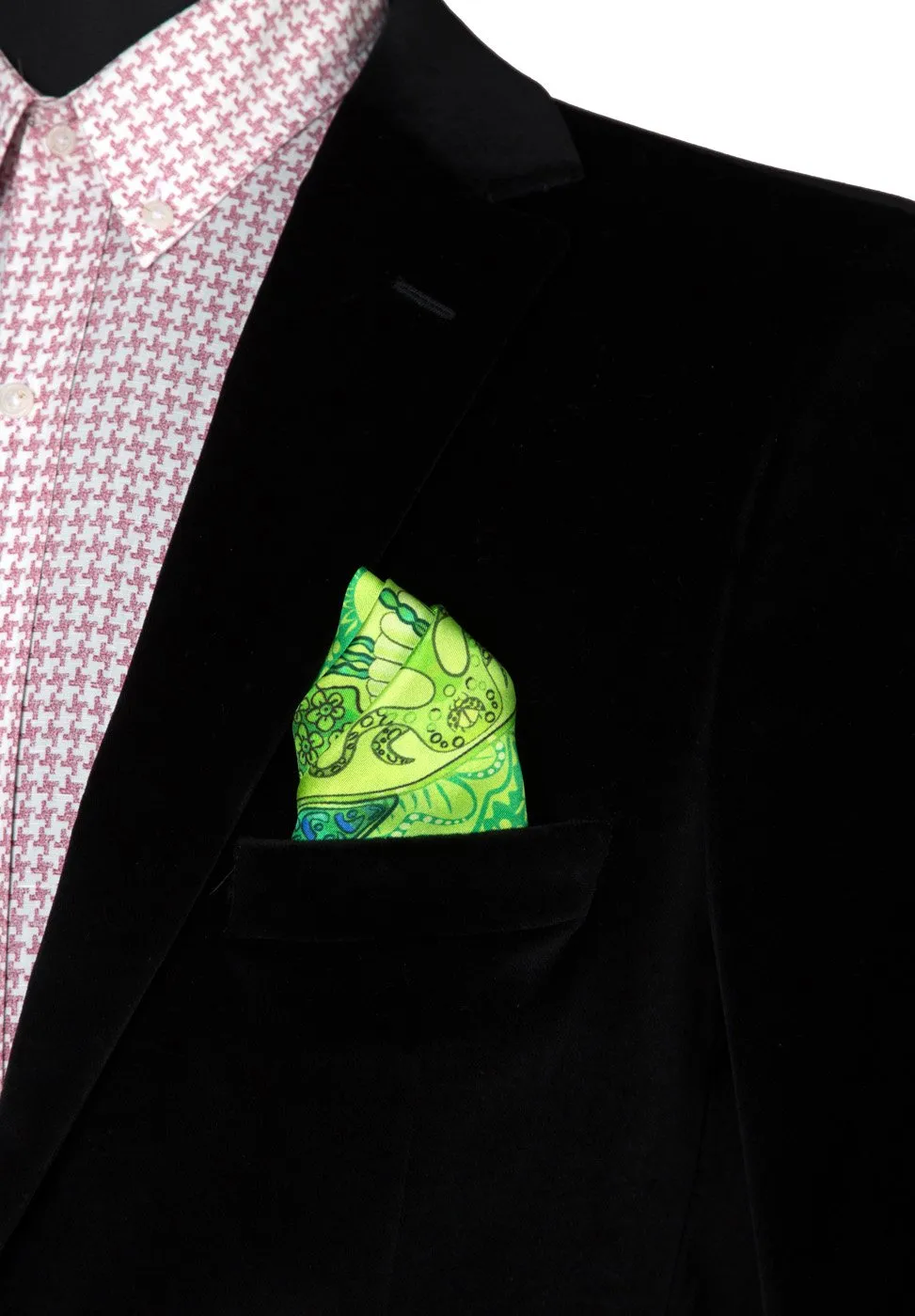 Crab Printed Silk Pocket Square