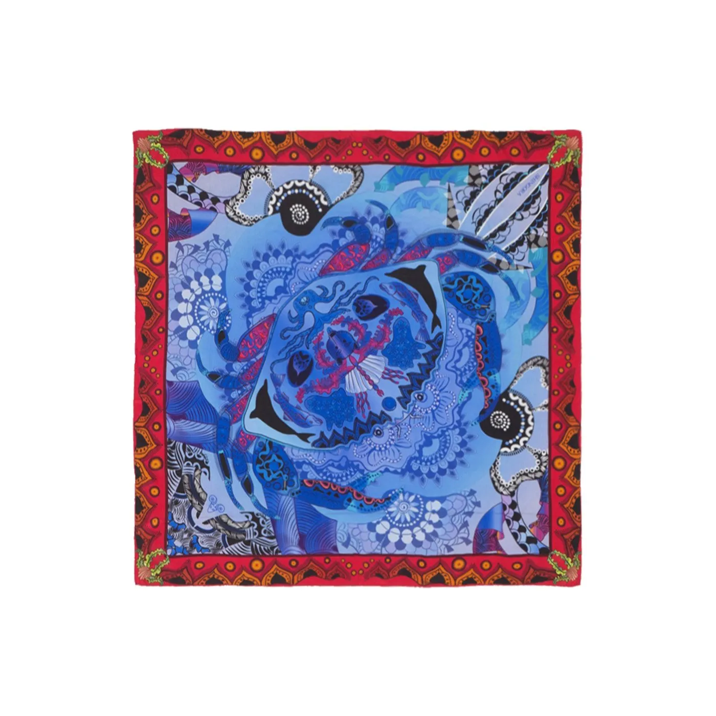 Crab Printed Silk Pocket Square