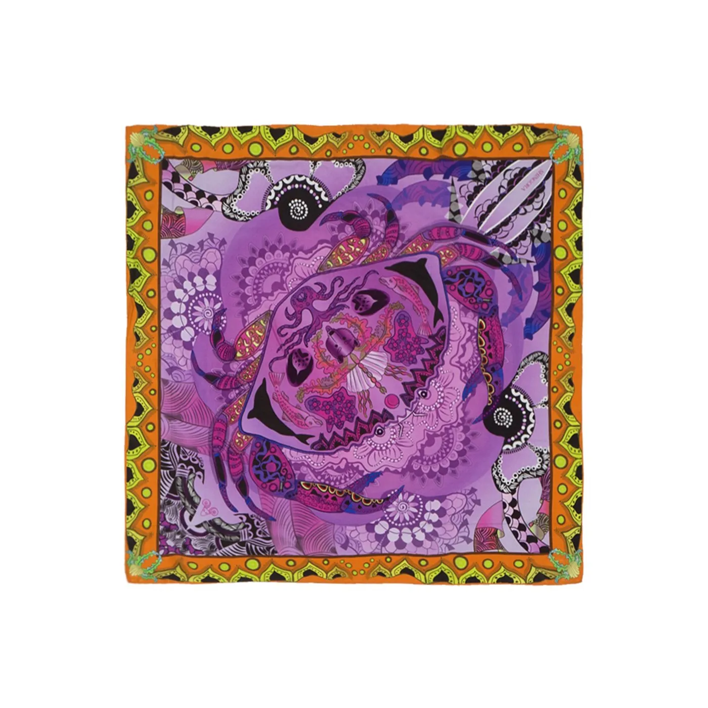 Crab Printed Silk Pocket Square
