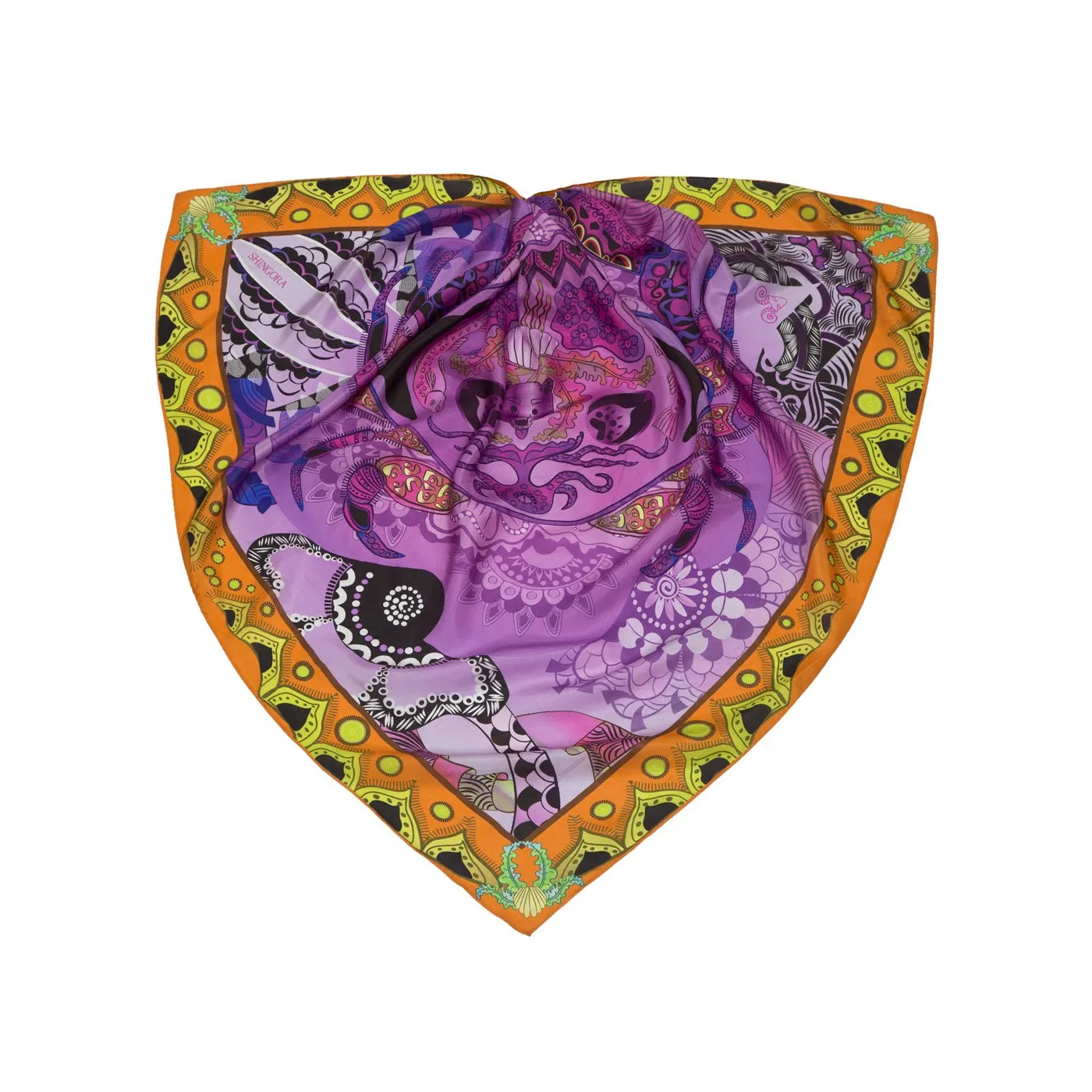 Crab Silk Square Scarf
