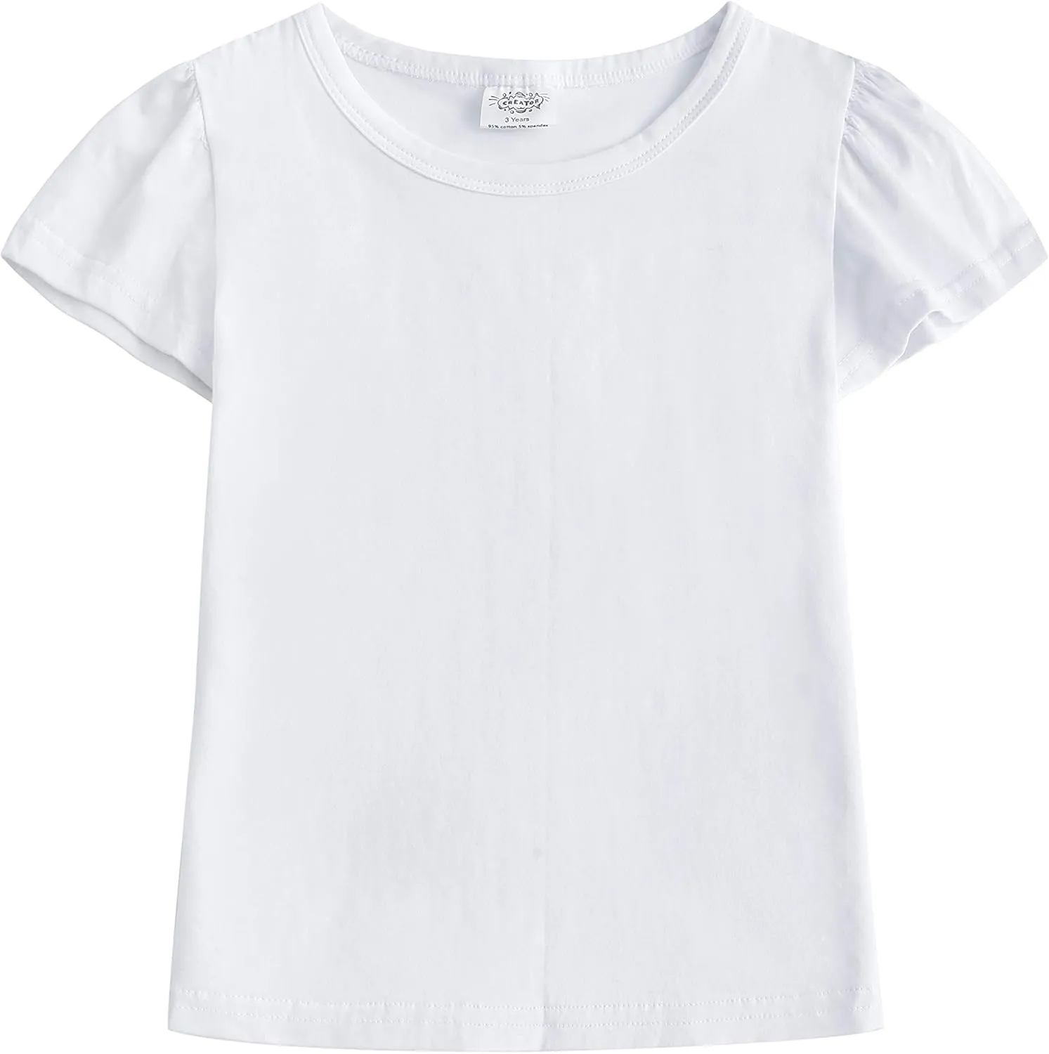 CREATOR Toddler Baby Girl Ruffle Sleeve Shirt Basic Plain Cotton T-Shirts Tops Tee Clothes
