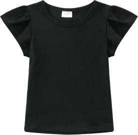 CREATOR Toddler Baby Girl Ruffle Sleeve Shirt Basic Plain Cotton T-Shirts Tops Tee Clothes