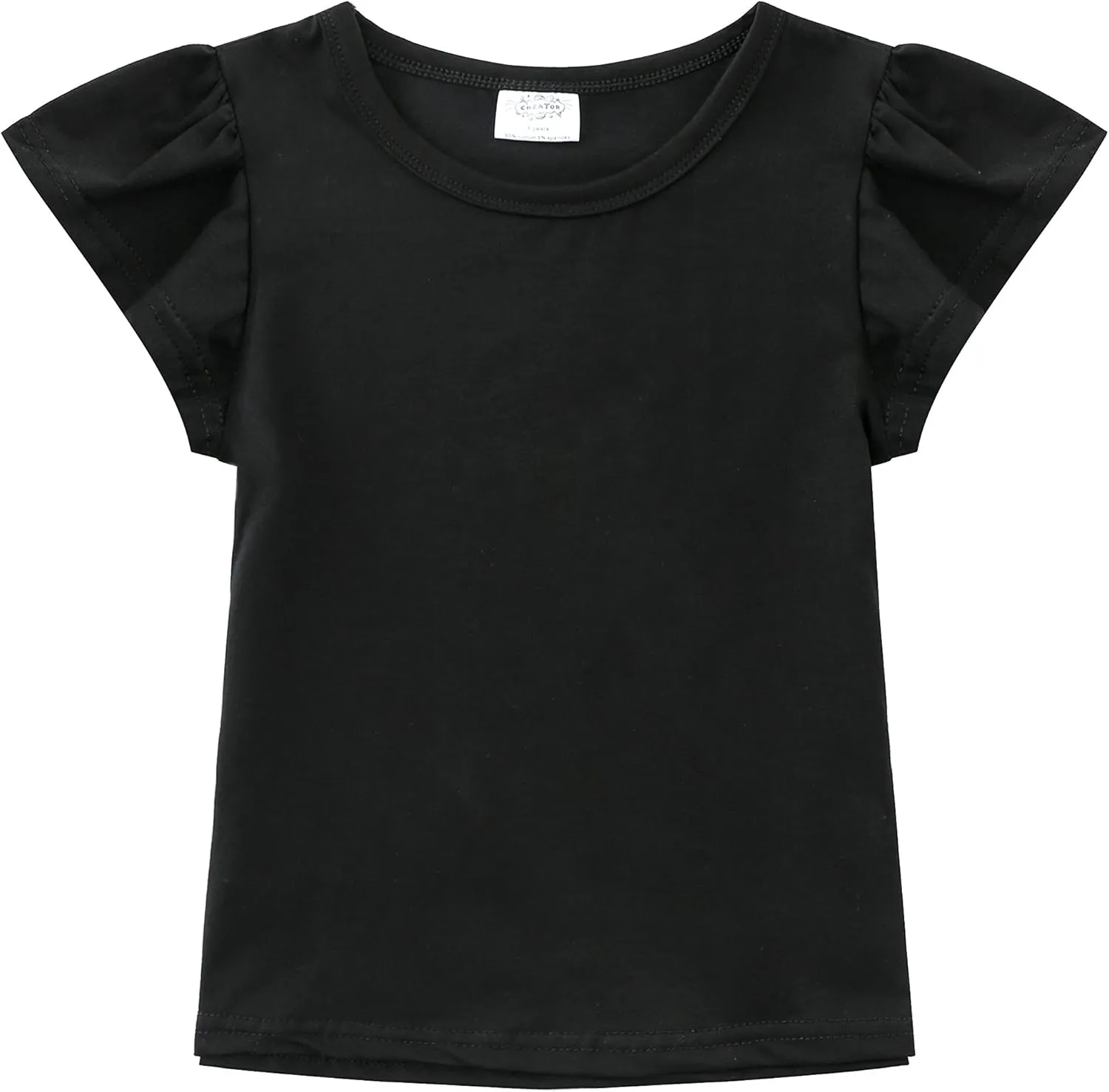 CREATOR Toddler Baby Girl Ruffle Sleeve Shirt Basic Plain Cotton T-Shirts Tops Tee Clothes