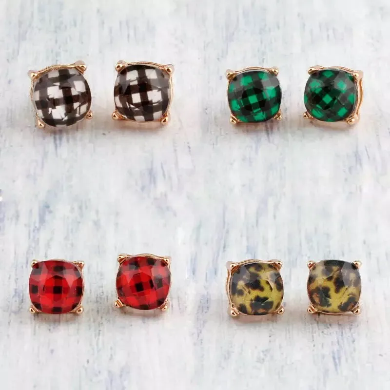 Cushion Cut Stud Earrings (Various Styles)