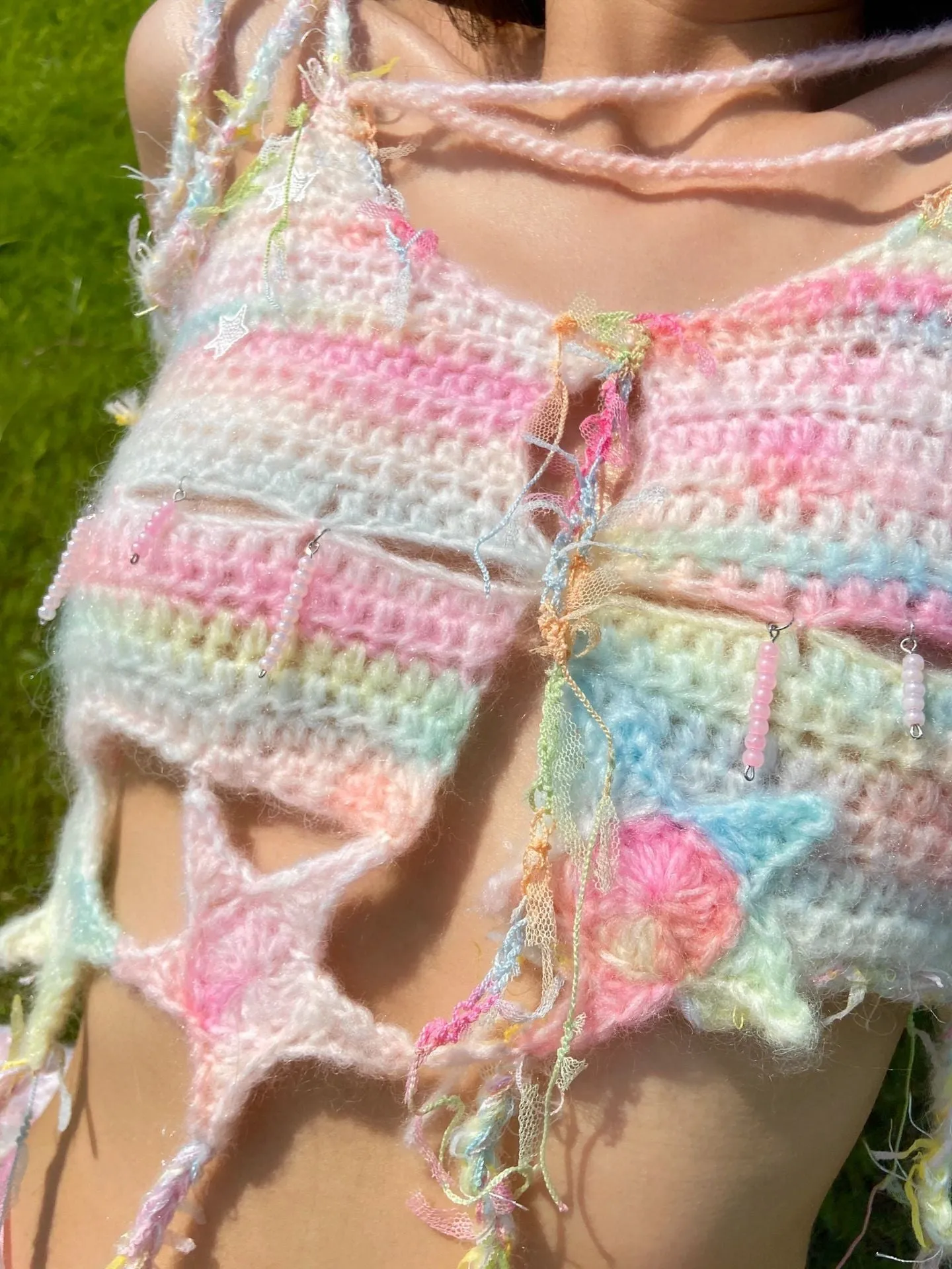 [Customized Handmade] Lil Pink Cake Monster Knitting Top and Skirt set