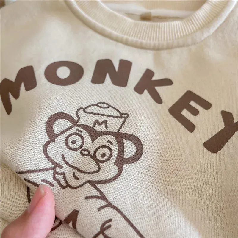 Cute 'MONKEY' Fleece-Lined Sweatshirt