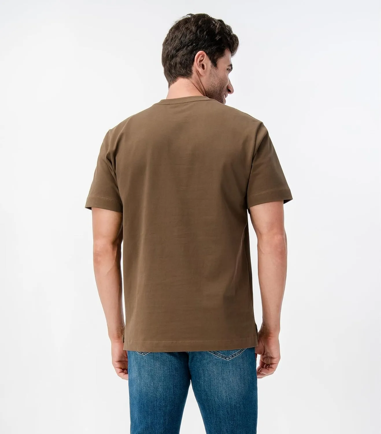 DAVID ARCHY Men's Heavyweight T-Shirt 260g Cotton Sorona Moisture-Wicking Shirts Stretch Side Slit Tees for Men 1-Pack