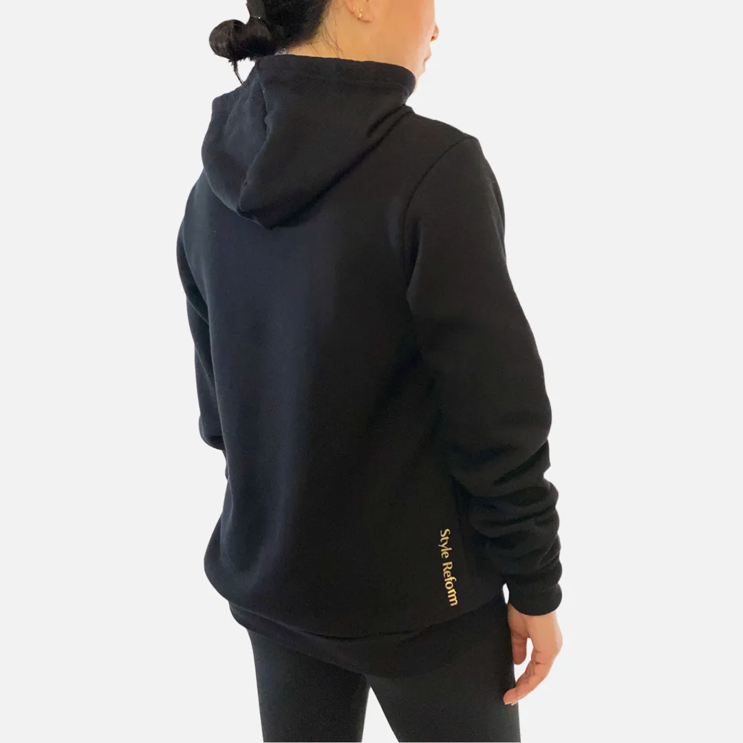 Dean Chic Soft Black Hoodie - White Matte Hearts