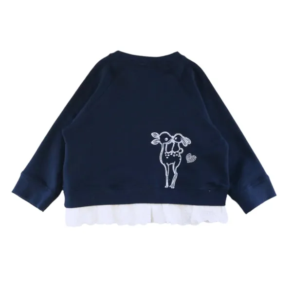 Deer Rhinestone Sweatshirt - Navy