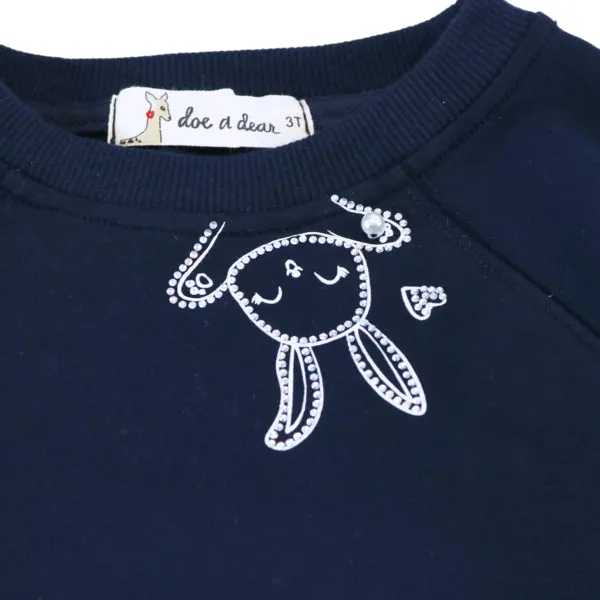 Deer Rhinestone Sweatshirt - Navy