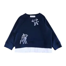 Deer Rhinestone Sweatshirt - Navy