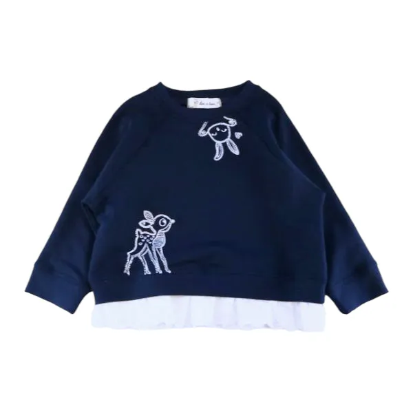 Deer Rhinestone Sweatshirt - Navy