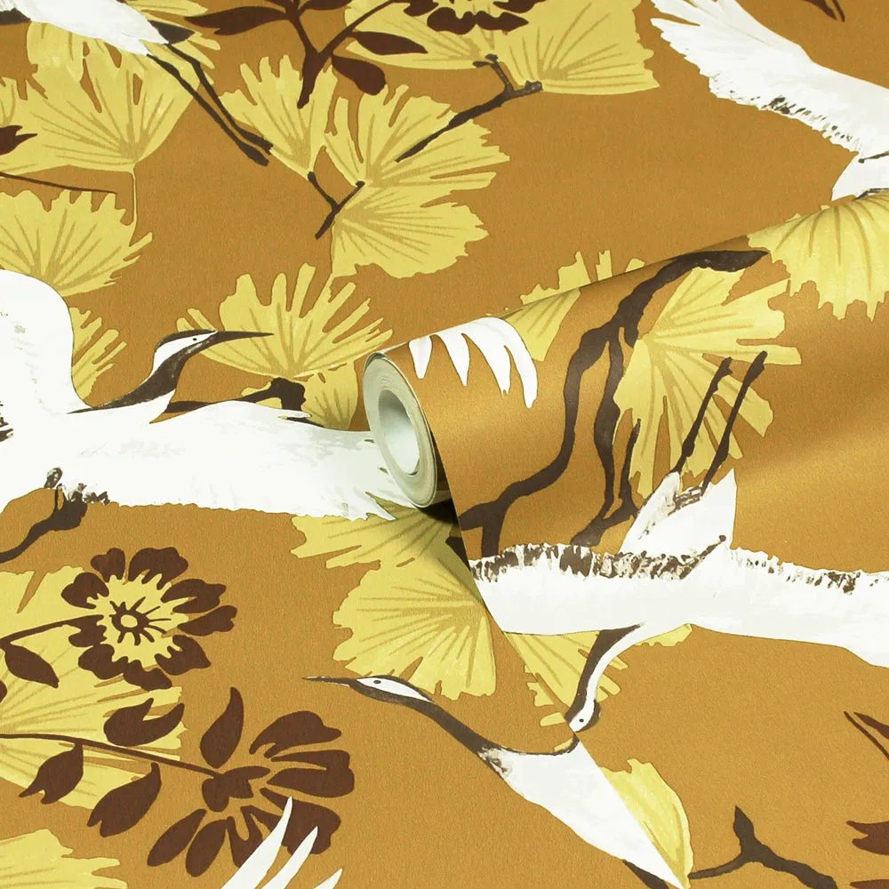 Demoiselle Wallpaper Sample Mustard