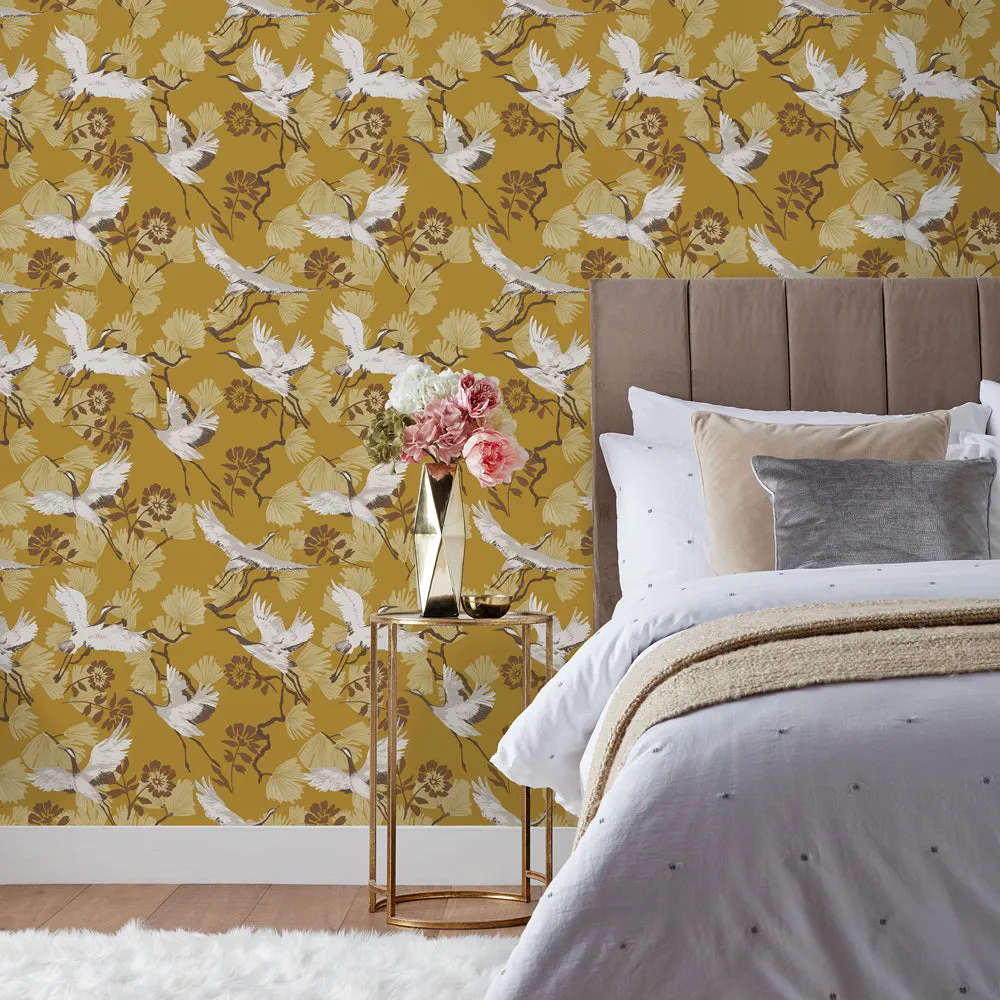 Demoiselle Wallpaper Sample Mustard