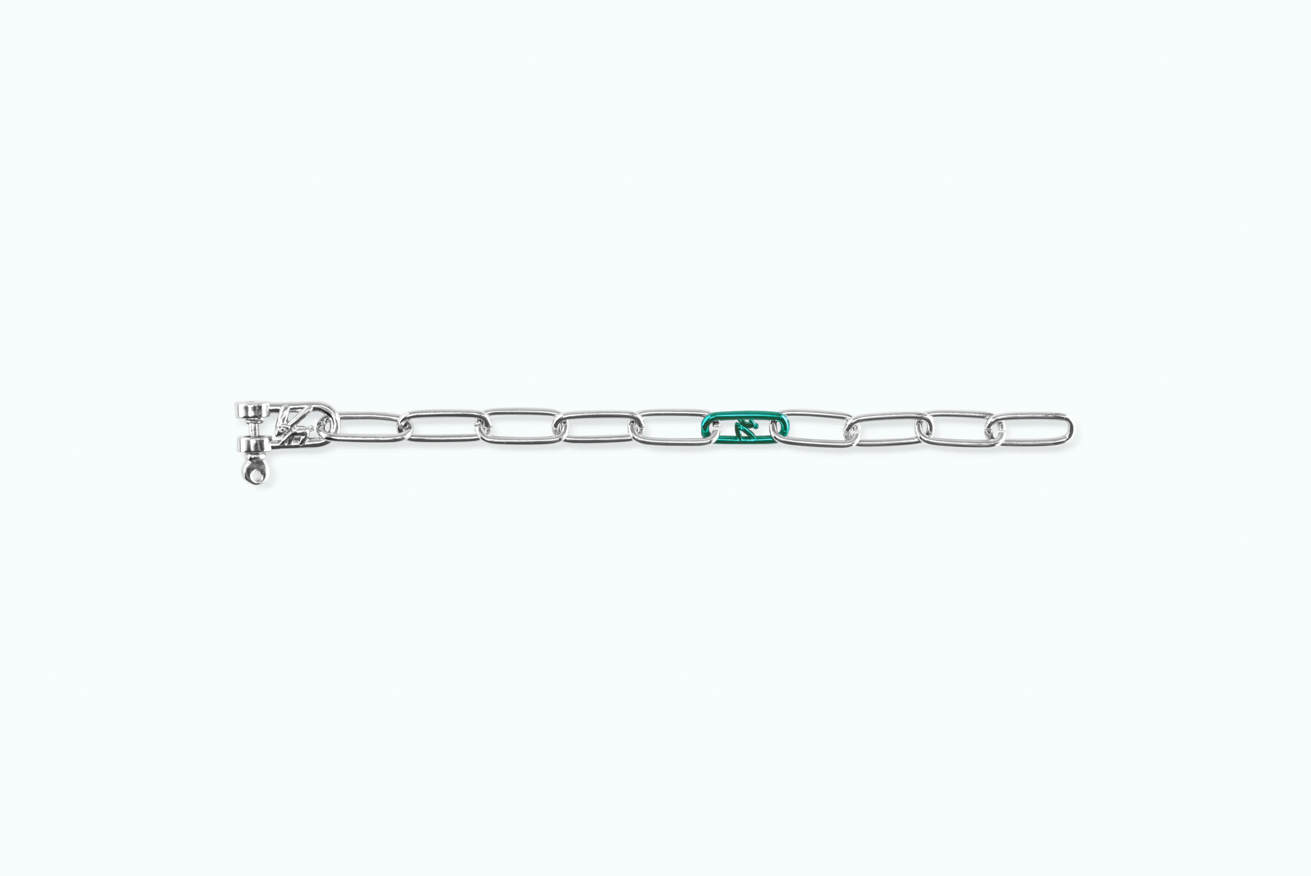 Electro Signature Chain Bracelet Silver Green