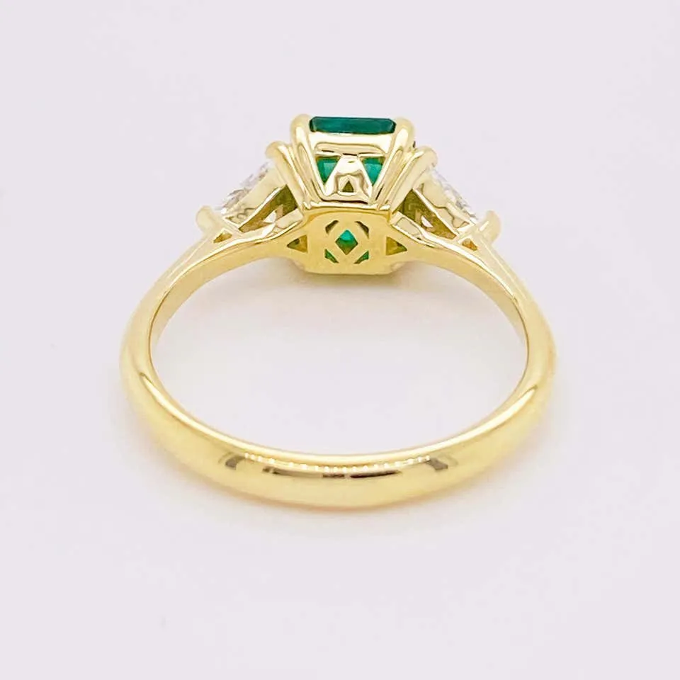 Emerald and Diamond Three Stone Ring