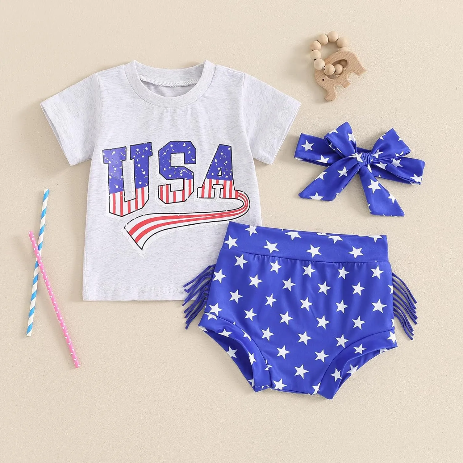 Fernvia Western Toddler Baby Girl Clothes Letter Short Sleeve T-Shirt Top   Tassel Shorts Outfits   Headband 3Pcs Set