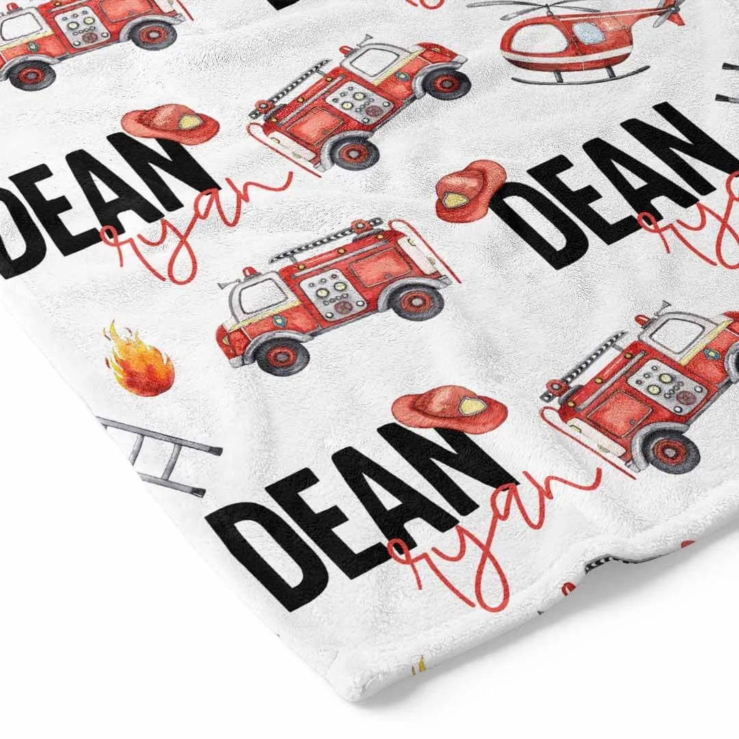 Firetrucks Personalized Toddler Blanket
