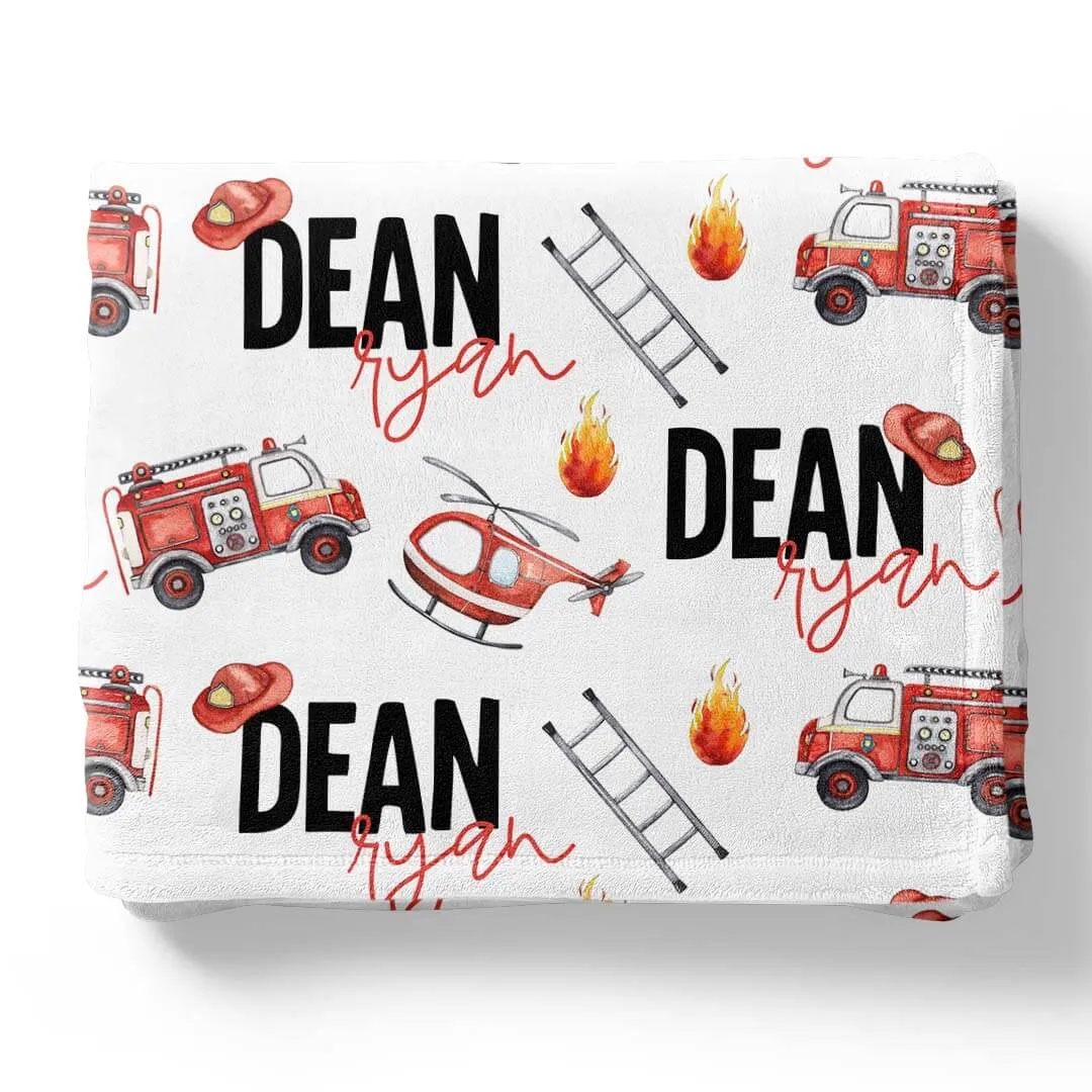 Firetrucks Personalized Toddler Blanket