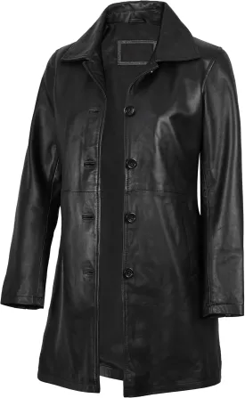fjackets Lambskin Leather 3/4 Coat - A Fusion of Timeless Style & Modern Sophistication for Women