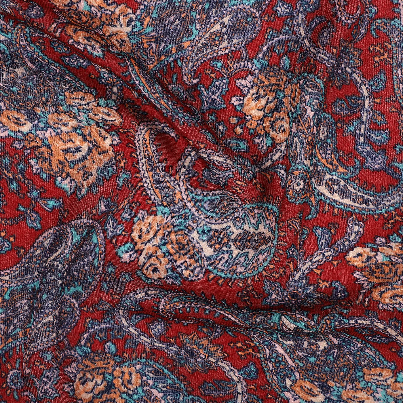 Floral Paisley Pure Woolen Beige Printed Shawl