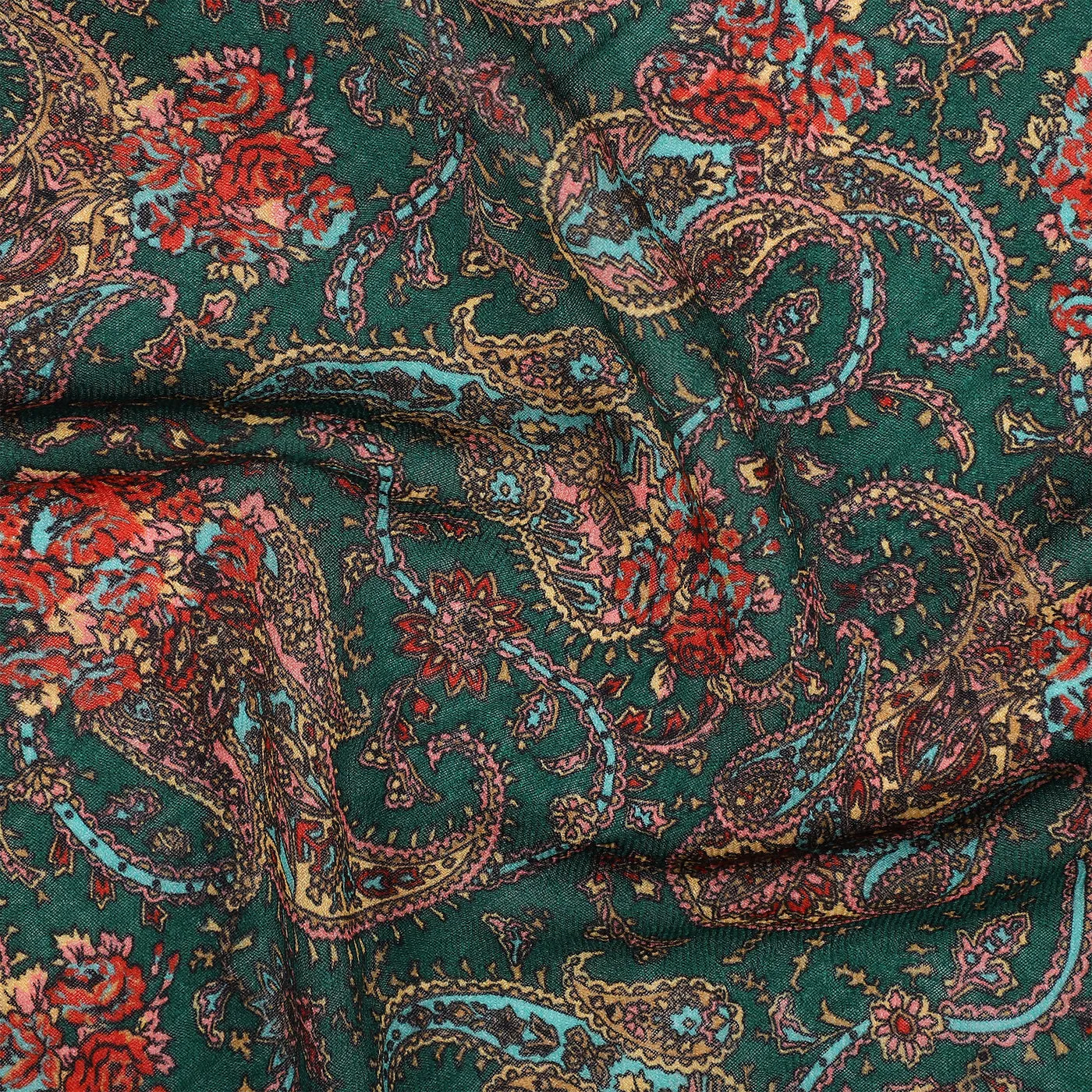 Floral Paisley Pure Woolen Beige Printed Shawl