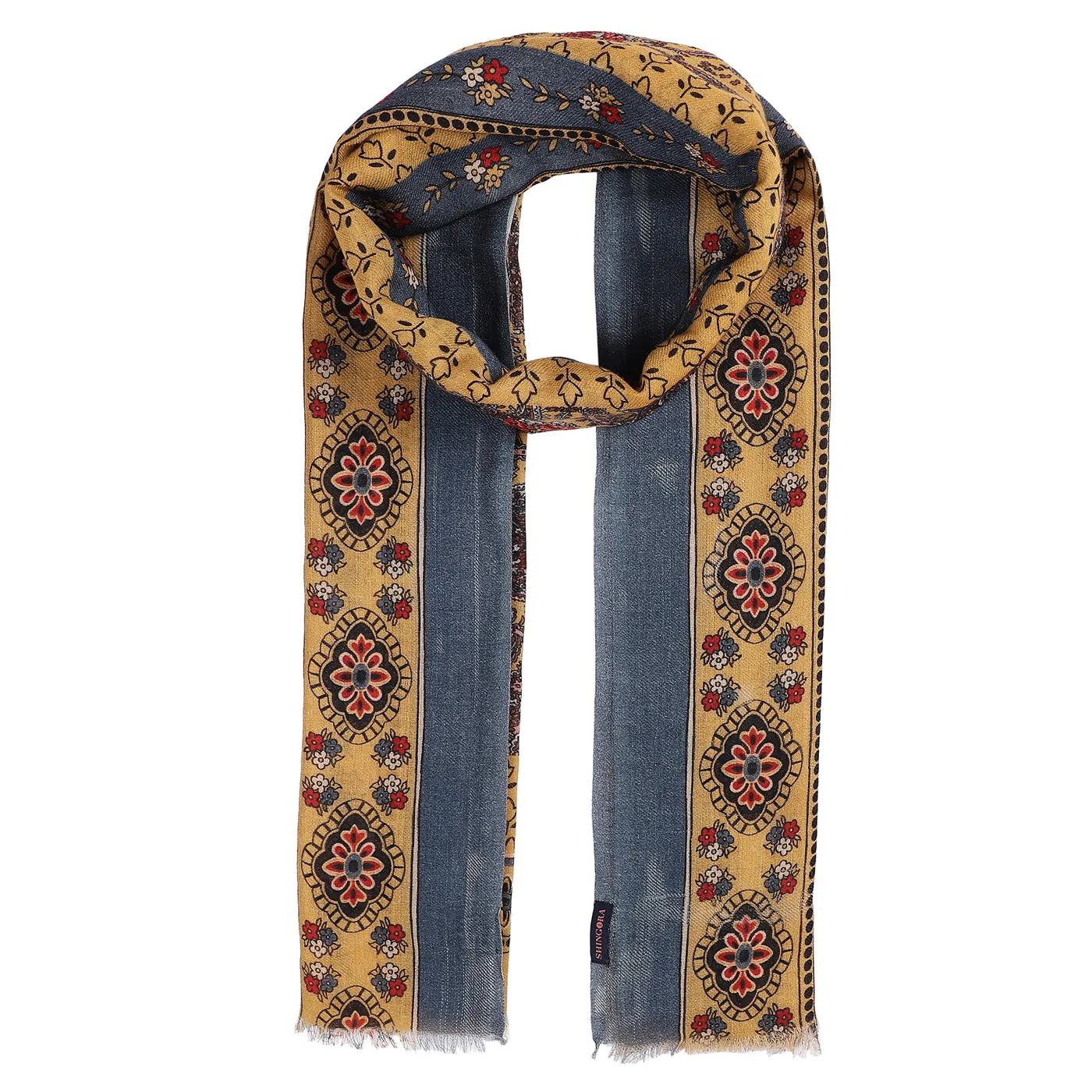 Floral Paisley Pure Woolen Beige Printed Shawl