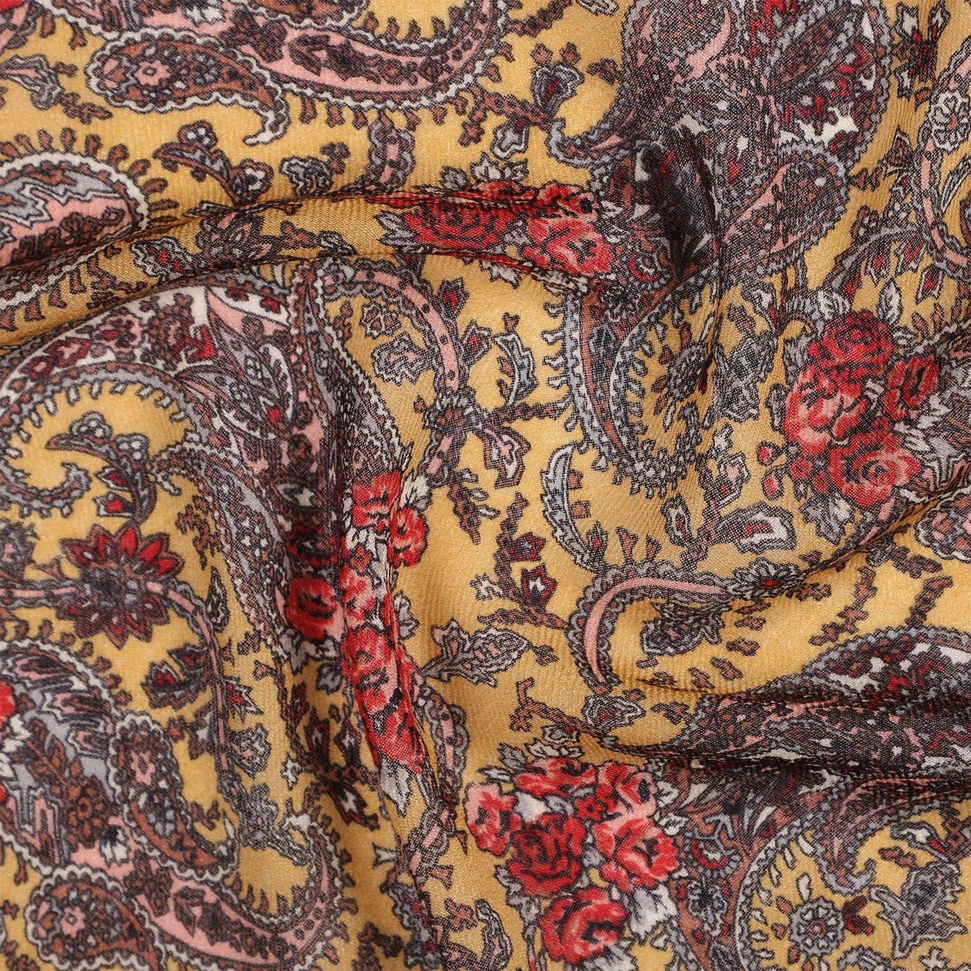 Floral Paisley Pure Woolen Beige Printed Shawl