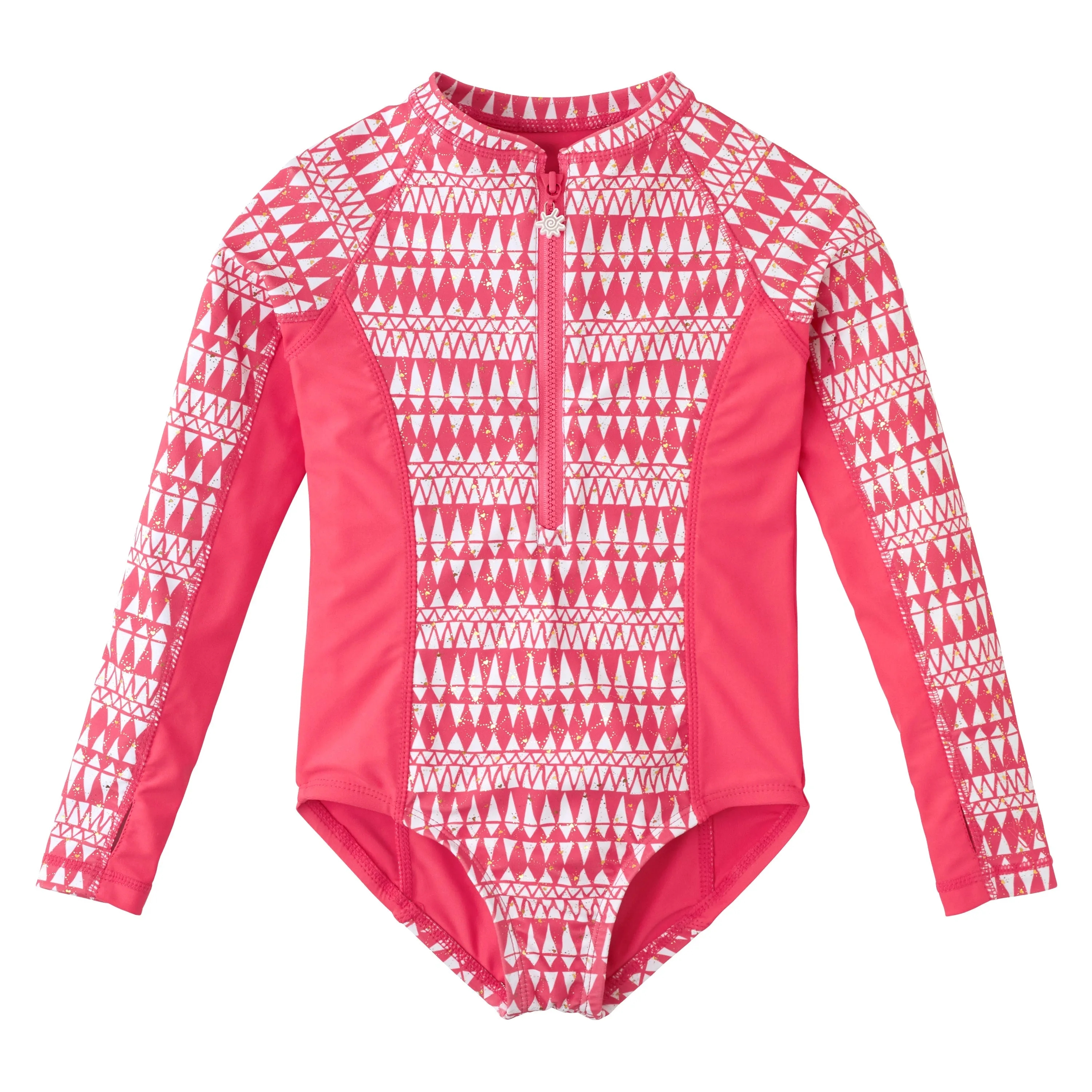 Girl's Long Sleeve Half Zip Swim Suit