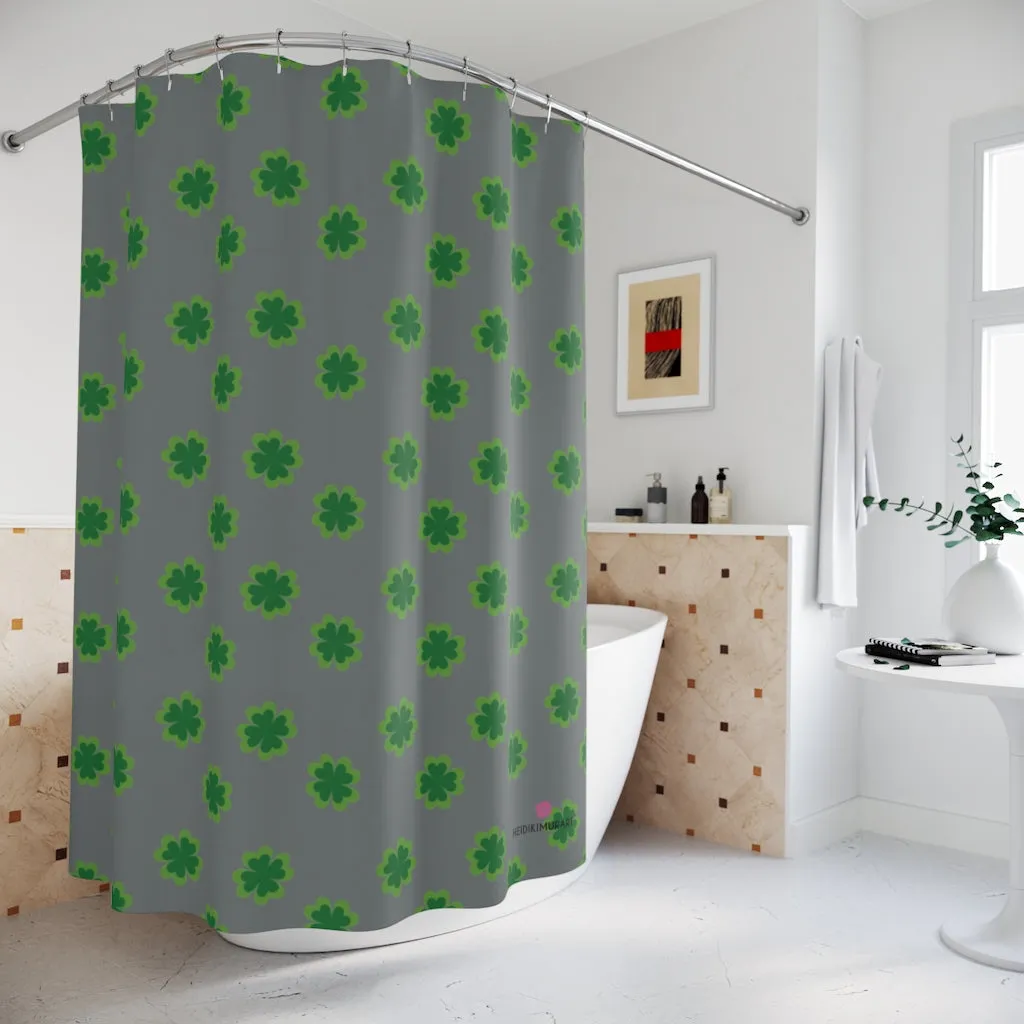Gray Clover Polyester Shower Curtain