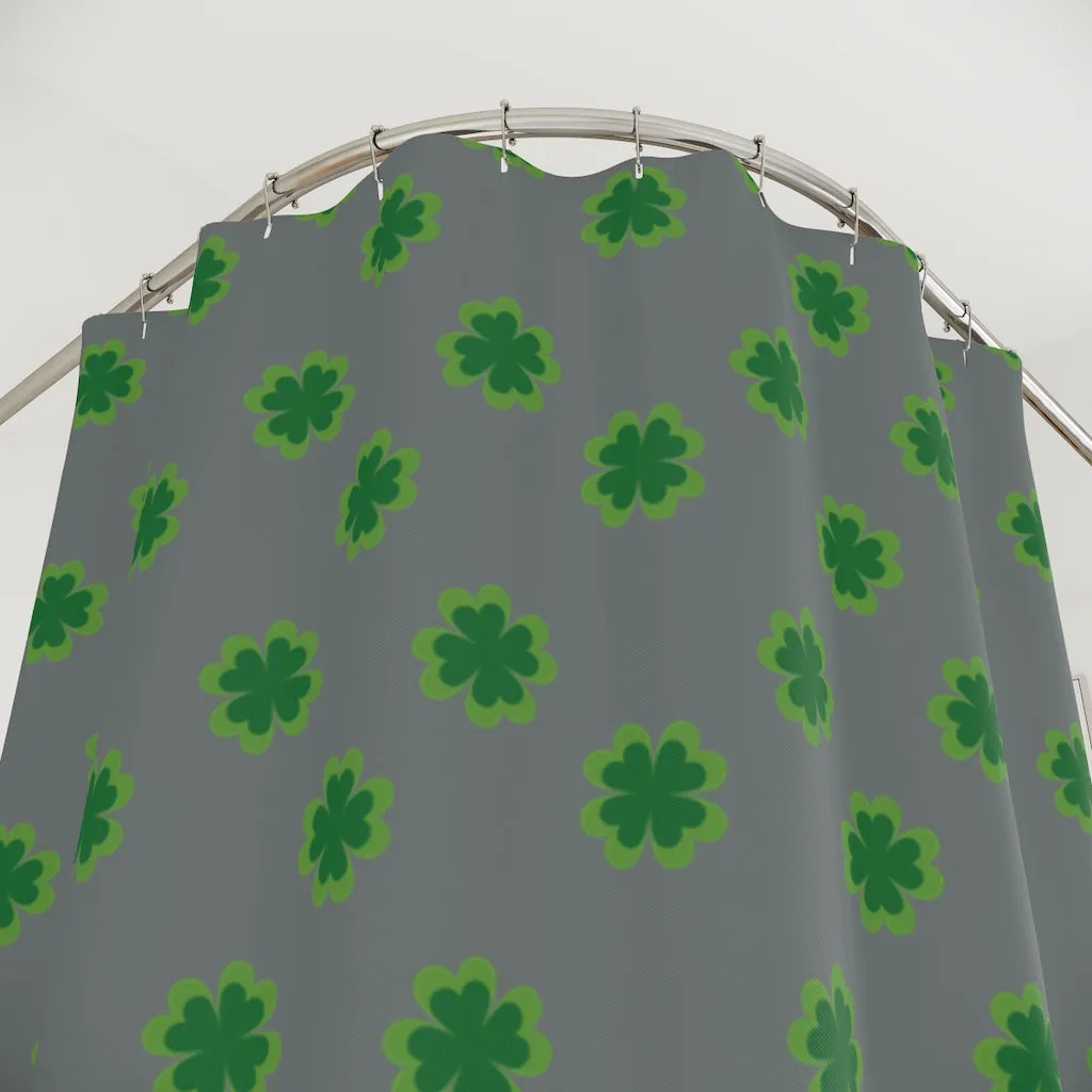 Gray Clover Polyester Shower Curtain